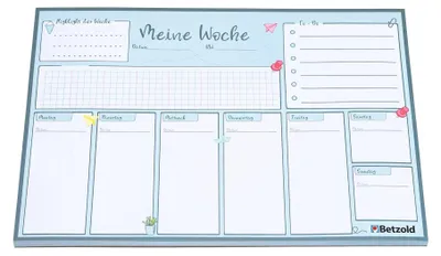 Produktbild von Betzold Wochenplan-Abreißblock, DIN A4, 60 Seiten, Farbe: blau