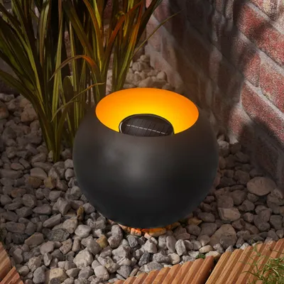 Produktbild von esotec Solar Feuerschale realistischer flacker Flammeneffekt IP44 METALL 102365