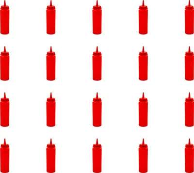 Produktbild von AcMax 20 Stück Saucenspender Quetschflasche 200ml ROT Spenderflasche für Ketchup Senf Saucen mit Deckel