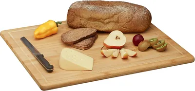 Image de Planche à découper en bambou - Antibactérienne - Anti-éclaboussures - 2 x 56,5 x 50 cm - Planche de cuisine - Planche de service - Couvercle - Naturel