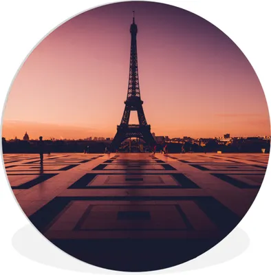Produktbild von MuchoWow® Rundes Wandbild - Runde Bilder Sonnenuntergang in Paris Ø 60 cm Kreis Wanddekoration Kunststoff - Wandkreis - Wandschmuck - Wand Kreis - Das Schlafzimmer - Die Bilder - Wandmalerei - Kunst für das Haus - das Plastik