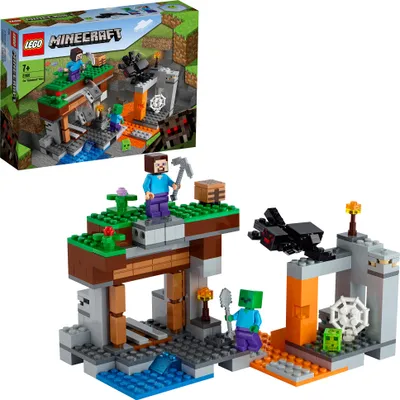 Produktbild von LEGO Minecraft Die verlassene Mine Bauset, Zombiehöhle mit Figuren: Schleim, Steve und Spinne 21166