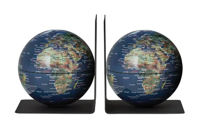 Produktbild von TROIKA Globen-Set mit Buchstützen aus Metall BOOKGLOBE – zwei magnetische Globen – jeweils 13 cm Durchmesser