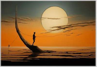 Produktbild von Wallario Wandbild Einsam im Sonneruntergang, Größe: 70,30 x 100,30 cm, Poster mit weißem Kunststoffrahmen