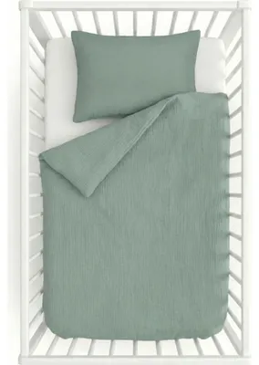 Obrázek produktu pro Dětské mušelínové povlečení do postýlky světle zelené