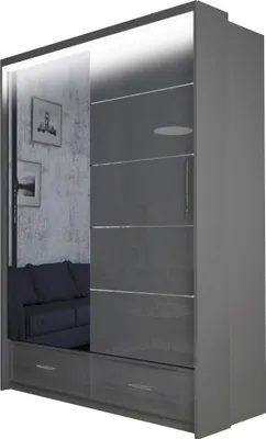 Obrázek produktu pro BETTSO Dvoudveřová posuvná skříň ESPANIA LED 150 Grey Grey lesklá