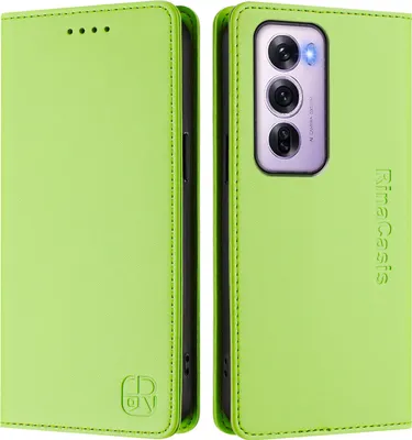 Produktbild von Lederhülle für Oppo Reno12 Pro Hülle Flip Brieftasche Kartenfächern Ständer Schutzhülle Grün