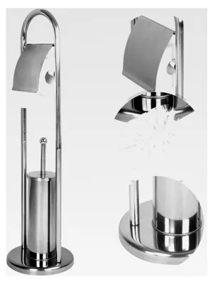 Produktbild von Edelstahl Toilettenpapierhalter mit Toilettenbürste - 81/22/22 cm, Silber - Stand WC Garnitur