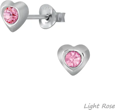 Produktbild von Kinderohrstecker: Mädchen Ohrringe Silber 925 „Kristall Herz“ Light Rose