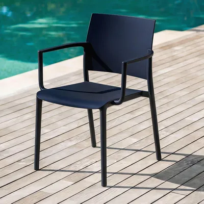 Produktbild von Gartenstuhl TERRA im 4er Set stapelbar, schwarz - Terassenstuhl aus UV-beständigem Kunststoff, leichter Stuhl für In- und Outdoor, Balkonstuhl aus Polypropylen