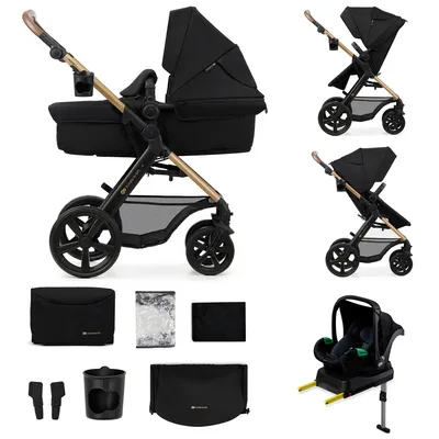 Produktbild von Kinderkraft MOOV 2 - 4-in-1 Kinderwagen - Mit Babywanne, Buggy und MINK PRO i-Size Kindersitz - Große pannensichere Räder - UPF50+ - Bis 27 kg - Zwart