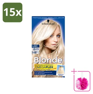 Imagen del producto de 15 unidades de Schwarzkopf Blonde L101, decolorante rubio platino, pack económico