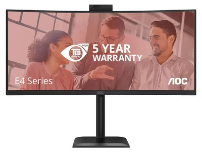 Produktbild von AOC CU34E4CW - LED-Monitor - gebogen - USB - 86.4 cm (34") - 3440 x 1440 UWQHD - VA - 350 cd/m² - 3500:1 - HDR10 - 4 ms - 2xHDMI, DisplayPort - Lautsprecher - Schwarz