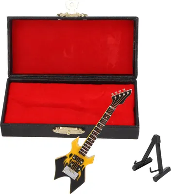Zdjęcie produktu dla Model basowy Miniaturowy drewniany model gitary Instrument muzyczny Ozdoby Żółty