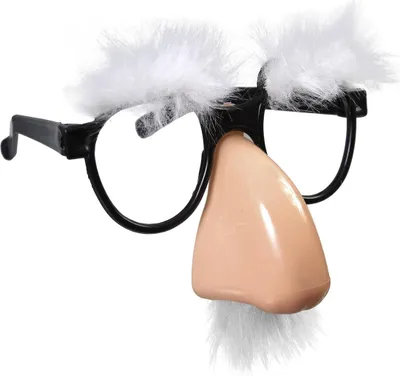 Zdjęcie produktu dla Okulary Z Nosem Białe Brwi Wąsy Charakteryzacja