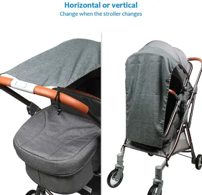 Image de Protection solaire universelle pour poussette, protection UV, 50+ imperméable et coulissante vers le haut et le bas