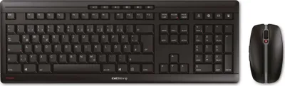 Produktbild von Cherry Tastatur-Maus-Set Stream Desktop, schwarz, 2 Stück, kabellos 2.4 GHz, flüsterleise Tasten, integrierte Metallplatte, für Büro, Windows 7/8/10, Maße: Tastatur 462.2x165.8x34.1mm (BxTxH), Maus 116x64.7x37.7mm (BxTxH)