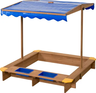 Image de SwingKing Bac à sable en bois avec bacs à eau et bâche pour le jardin