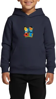 Produktbild von Spreadshirt Sesamstraße Kacheln Ernie und Bert Kinder Premium Hoodie, 122/128 (6 Jahre), Navy
