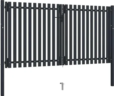 Produktbild von vidaXL Doppeltür-Gartentor aus Stahl 300 x 175 cm Anthrazit