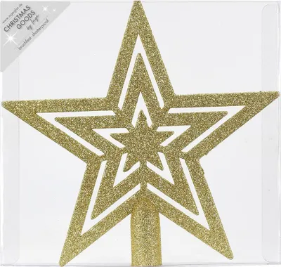Produktbild von Christbaumspitze Stern 21,5cm Kunststoff mit Glitzer - Gold