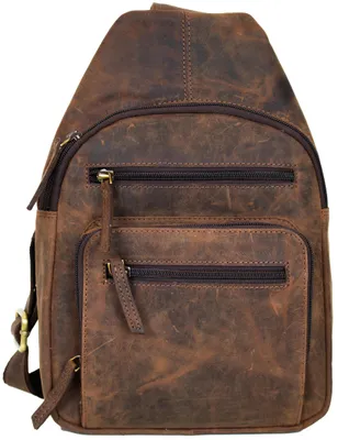 Produktbild von Vintage Leder Schultertasche Umhängetasche Brusttasche Crossbody Bag (Rindsleder, Braun)