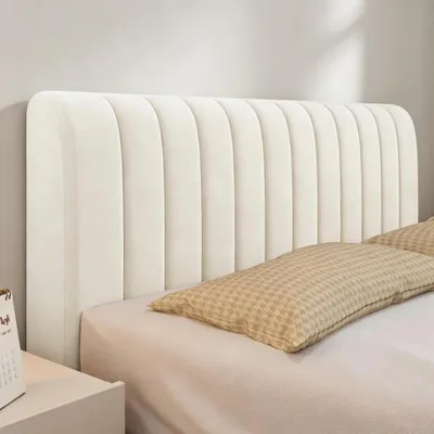 Produktbild von Omgoods – Universelle Kopfteilbezüge aus Stretch-Samt mit Polsterung, Beige