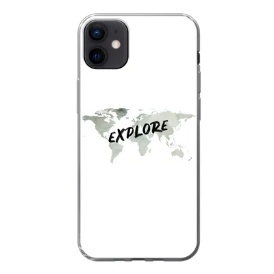 Produktbild von MuchoWow® Handyhülle Schutzhülle Hülle für iPhone 12 mini Weltkarte - Grau - Zitat Silikon Softcase Handy Hülle - Bild