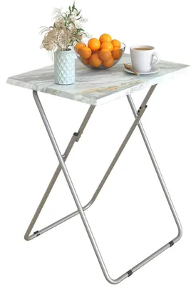 Productafbeelding van Opklapbare bijzettafel, snacktafel, TV-tafel, laptoptafel, grijs, marmerlook, 47,8 x 38,1 x 66 cm