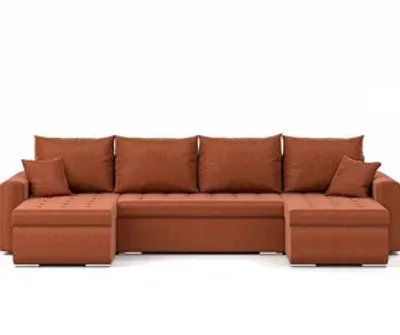 Zdjęcie produktu dla Narożnik Luis, narożnik U-kształt, sofa, kanapa, z funkcją spania, pojemnik na pościel, dekoracyjne pikowanie, meble tapicerowane, Neve 52, brązowy