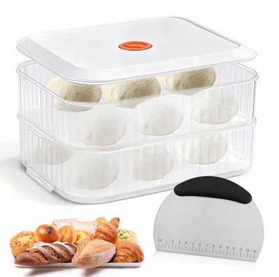 Produktbild von Omgoods – Pizzaballenbox mit Deckel und Edelstahl-Teigschaber