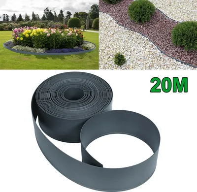 Produktbild von LZQ Flexibilní obruba trávníku 20m plastová obruba záhonu Obruba trávníku Obruba záhonu Obruba záhonu Obruba záhonu pro sečení Kořenová zábrana, antracitová barva
