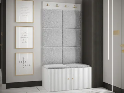 Obrázek produktu pro Stěna do chodby se sedacím botníkem LURDES 1 - bílá / šedá