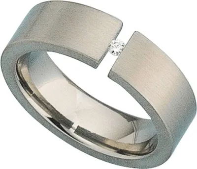 Produktbild von JOBO Damen Ring Titan mattiert 1 Diamant Brillant 0,03ct. Größe 52