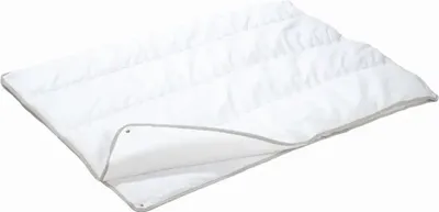 A white duvet with gray trim is shown lying flat on a white background.