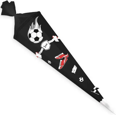 Produktbild von itenga DEKO-SET FUSSBALL rot weiss mit Bastel SCHULTÜTE 85 cm sechseckig schwarz