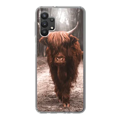 Produktbild von MuchoWow® Handyhülle Schutzhülle Hülle für Samsung Galaxy A32 5G Schottischer Hochländer - Wald - Kuh - Tiere - Natur Silikon Softcase Handy Hülle - Softcase