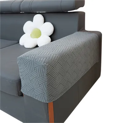 Produktbild von 2 Stück Elastische Armlehnenbezüge für Sofa, Sessel, Couch Armlehnenschoner, Dunkelgrau