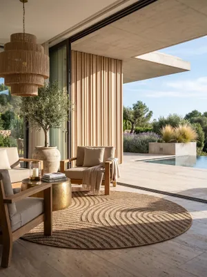 Produktbild von Outdoor Teppich Jute-Optik Wetterfest Waschbar Strapazierfähig | Balkon Terrasse Fußbodenheizung geeignet | ARLBERG – Kadima Design