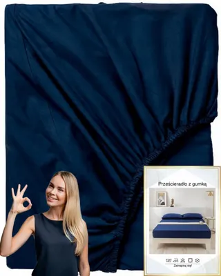 Produktbild von Home91 Baumwollsatin Spannbettlaken Premium Dunkelblau 140x200 cm