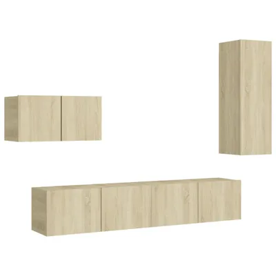 Produktbild von vidaXL 4-tlg. TV-Schrank-Set Sonoma-Eiche Holzwerkstoff