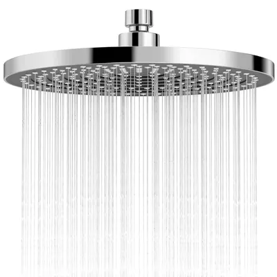 Produktbild von Runder Duschkopf Regendusche 25cm Schwarz+chrome Wassersparend mit Anti-Kalk-Düsen