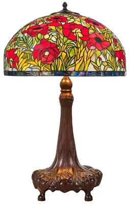 Image de Casa Padrino Tiffany Lampe de table Multicolore Ø 50 x H. 80 cm - Lampe à tabouret faite main
