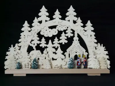 Produktbild von Schwibbogen mit Kirche Laternenkinder und Beleuchtung BxHxT 50x32x7cm NEU