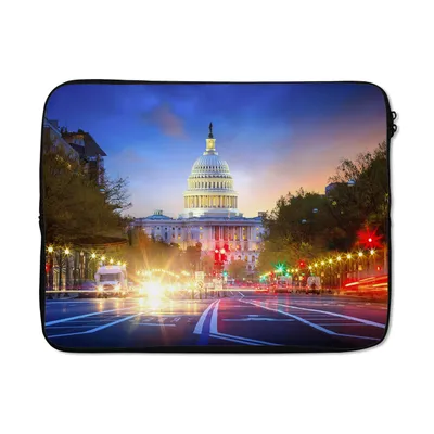 Produktbild von MuchoWow® Laptop Hülle 17 Zoll Laptoptasche Straße - Kapitol - Architektur - Zipper - Schutzabdeckung