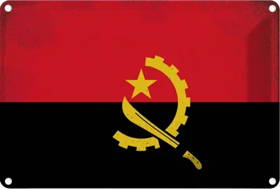Produktbild von vianmo Blechschild 12x18 cm Angola Vintage Flagge Fahne Wappen