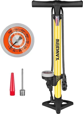 Produktbild von Ergonomische Fahrradpumpe 160 psi mit Manometer und Ventilkopf