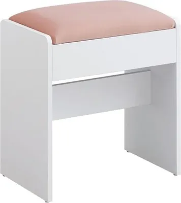 Image de Tabouret/chaise VELVET pour coiffeuse, 45x45x28,6cm, blanc/rose