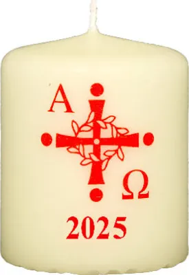 Produktbild von Osterkerze Ostersymbol mit Jahreszahl, Siebdruck 60 x Ø 50 mm
