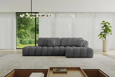 Produktbild von ALTDECOR Ecksofa mit Schlaffunktion und Bettkasten OLEA-L2-S - 321x164x75cm Dunkelgrau - Corner Sofa Eckcouch Couch L-Form, links/rechts angeordnet Schlafcouch Ausziehbar Wohnlandschaft